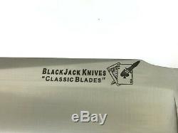 Blackjack USA Fixed Blade Stacked Leather Hunting Knife + Sheath & Box 3890-LTQ