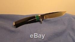 Bob Lay Personal Knife Custom Hunting Carry Buffalo Horn Leather Sheath Nickel