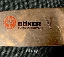 Boker 502 stainless SoIingen Germany Fixed Blade Knife-Sheath. Discontinued Rare