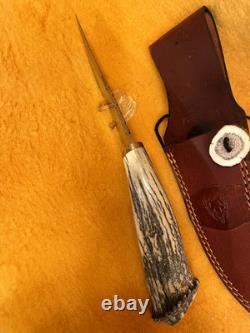 Bowie Knife Stag Elk with Leather Sheath