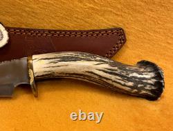 Bowie Knife Stag Elk with Leather Sheath