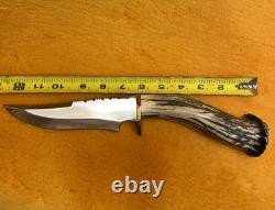 Bowie Knife Stag Elk with Leather Sheath