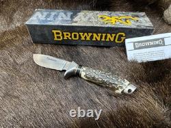 Browning Fixed Blade Stag Knife With Leather Sheath Mint in Factory Box +++++