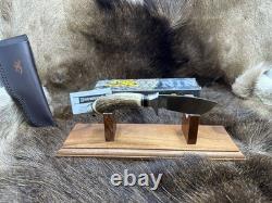 Browning Fixed Blade Stag Knife With Leather Sheath Mint in Factory Box A+