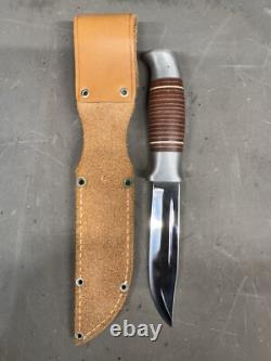 Brusletto Geilo Norge Norway Puuko Hunting Knife Leather Sheath Bowie Buck Fixed