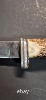 Buck 105 Fixed Blade Hunting Knife Stag Antler Handle 1972-86