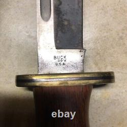 Buck 119V Vintage Knife Hunting Fixed Blade Wood Handle With Sheath