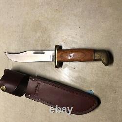 Buck 119V Vintage Knife Hunting Fixed Blade Wood Handle With Sheath