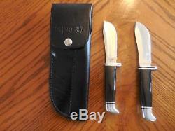 Buck Double 103 Skinner Fixed Blade Hunting Knife Set with Double Leather Sheath