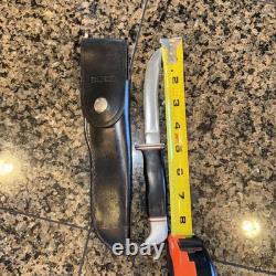 Buck Fixed Knife Inverted dual Line W / Original Sheath Excellent