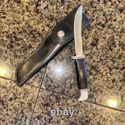 Buck Fixed Knife Inverted dual Line W / Original Sheath Excellent