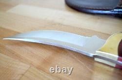 Buck Kalinga 401 USA Fixed Blade Hunting Knife Rosewood Handle with Leather Sheath