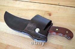 Buck Kalinga 401 USA Fixed Blade Hunting Knife Rosewood Handle with Leather Sheath