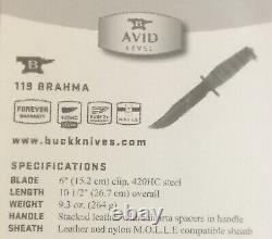 Buck Knives 119 Brahma 6 Fixed Blade Hunting/Survival Knife w Sheath Leather