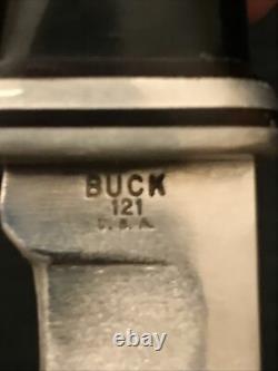 Buck USA Made Model 121 Fixed Blade Hunting Knife and Leather Sheath Holder
