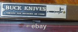 Buck USA vintage glass top dovetailed wooden knife dealer displays