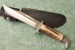Buck knives 119 Fixed Blade hunting Knife Stag Handle Leather Sheath antler