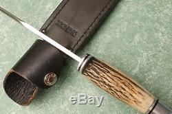 Buck knives 119 Fixed Blade hunting Knife Stag Handle Leather Sheath antler