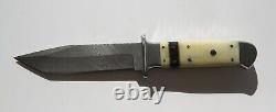 C. F. K. USA Handmade Damascus Knife Fixed Blade Camel Bone Buffalo Horn COA