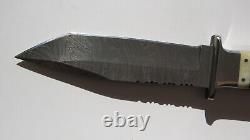 C. F. K. USA Handmade Damascus Knife Fixed Blade Camel Bone Buffalo Horn COA