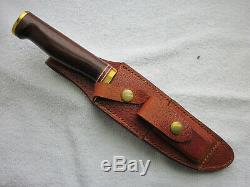 C. Pete HEATH 10.5 hunting knife rosewood handle w Sheath and stone, excellent