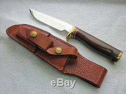 C. Pete HEATH 10.5 hunting knife rosewood handle w Sheath and stone, excellent