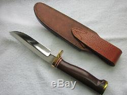 C. Pete HEATH 10.5 hunting knife rosewood handle w Sheath and stone, excellent