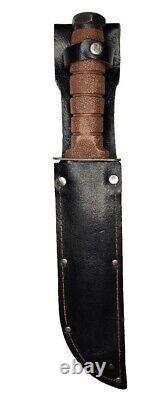 CARBON STEEL BOWIE FIXED BLADE VINTAGE SURVIVAL KNIFE With LEATHER SHEATH