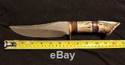 COLIN COX CUSTOM HUNTING FIGHTING KNIFE with STAG ANTLER SHED HANDLE APOPKA RARE