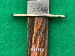 Cambridge Cutlery Co. 1900 To 1920 Vintage Perfect Stag Knife & Sheath