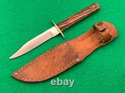 Cambridge Cutlery Co. 1900 To 1920 Vintage Perfect Stag Knife & Sheath