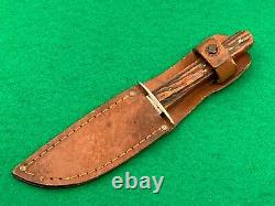 Cambridge Cutlery Co. 1900 To 1920 Vintage Perfect Stag Knife & Sheath