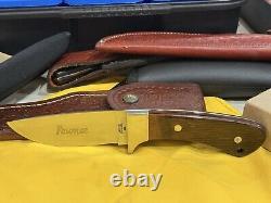 Case Native American Series Fixed Blade Set. 4 Vintage Knives with pouch