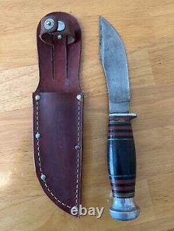 Case Tested XX 1920-1940s Hunting Skinning Knife Fixed Blade Leather Handle