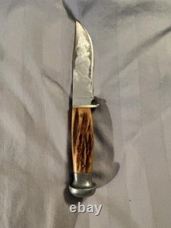 Case Vintage Fixed Blade Hunting Knife Stag Handle Stainless Clip Point Sheath