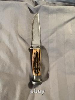 Case Vintage Fixed Blade Hunting Knife Stag Handle Stainless Clip Point Sheath