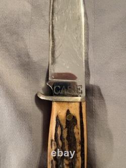 Case Vintage Fixed Blade Hunting Knife Stag Handle Stainless Clip Point Sheath