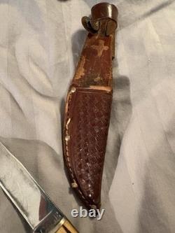 Case Vintage Fixed Blade Hunting Knife Stag Handle Stainless Clip Point Sheath