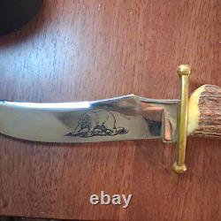 Case XX 1978 Fixed Blade Hunting Knife Stag Handle, Stainless Clip, Sheath