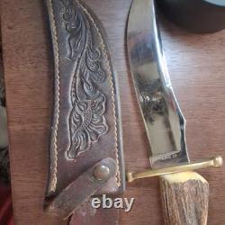Case XX 1978 Fixed Blade Hunting Knife Stag Handle, Stainless Clip, Sheath