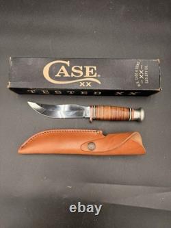 Case XX Leather 5 Inch Utility Hunter Knife with Leather Sheath (323-5 SS)