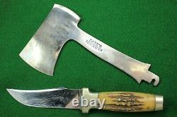 Case XX Tested Patented Stag 1935 Axe And Hunting Knife Combo