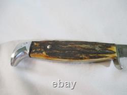 Case XX Vintage 1970's Razor Edge Fixed Blade Stag 5 Finn SSP with Sheath