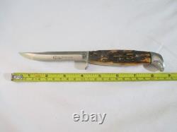 Case XX Vintage 1970's Razor Edge Fixed Blade Stag 5 Finn SSP with Sheath