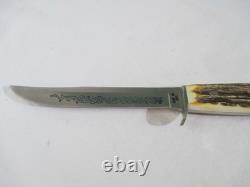 Case XX Vintage 1977 Blue Scroll Fixed Blade Stag 516-5 SSP with Sheath