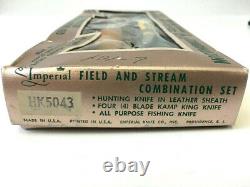 Classic 1950's Imperial Field and Stream Hunting 3 Knife Set NOS Condition USA