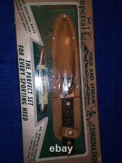 Classic 1950's Imperial Field and Stream Hunting 3 Knife Set nicest you'll find