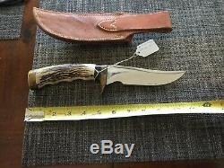 Clyde Fischer custom knife Texas Hunter model in Johnson roughback sheath