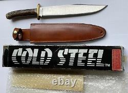 Cold Steel Trail Master Knife 16S Stag handle In Box WithSheath Vintage