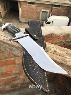 Collectible D2 Steel Fixed Blade Hunting Bowie Knife Mirror Polished w Sheath